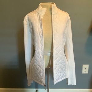 Croft & Barrow Petite White Zip-Up Sweater